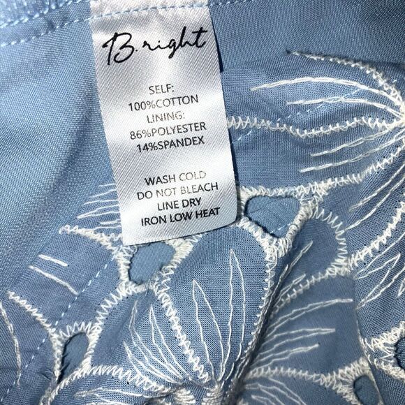 BRIGHT THE LABEL S 100% Cotton Embroidered Eyelet Blue Fit & Flare Dress Lace - Picture 5 of 6